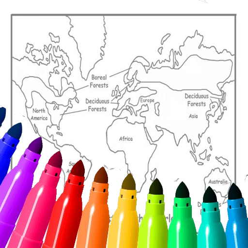 World Map Coloring For Kids